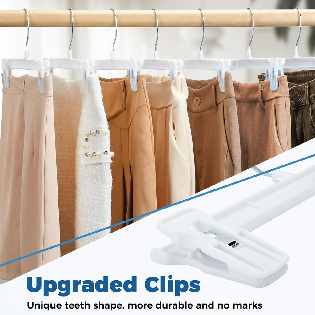 Smartor Skirt Hangers - Durable Pants Hangers with Clips | Space-Saving Design | 30 Pack for Men & Women