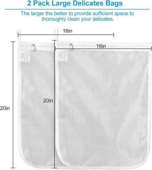 GOGOODA Delicates Laundry Bags - Fine Mesh Wash Bag for Lingerie, Bras & Socks with Hanging Loop