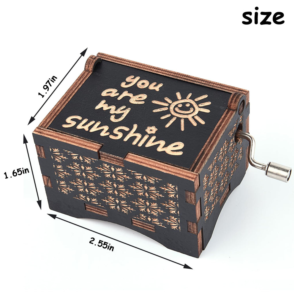 byykit Music Boxes You are My Sunshine,Unique Hand-cranked Wooden Engraved Vintage Music Box, Anniversary Wedding Birthday Gift for Boyfriend Wife Girlfriend mom
