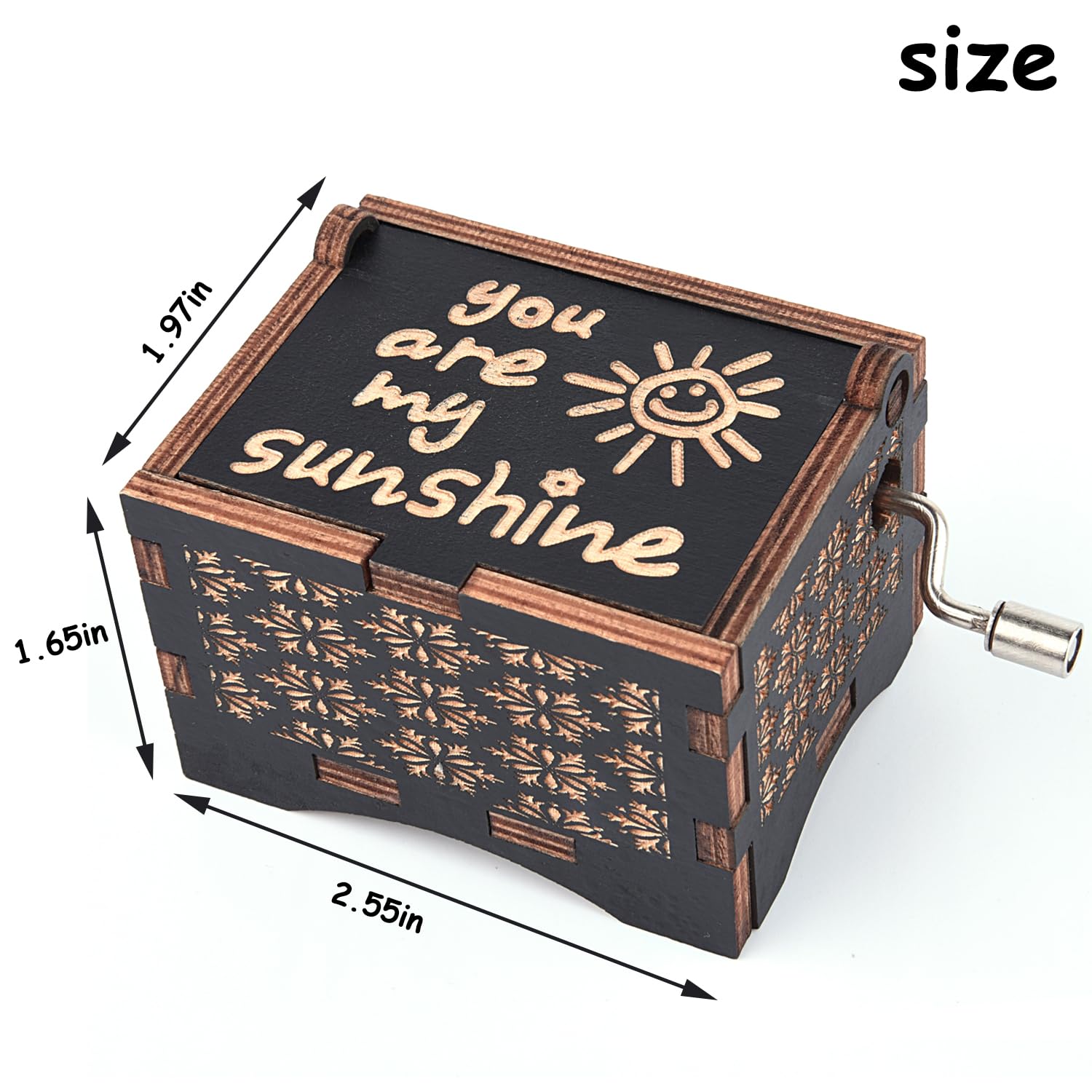 byykit Music Boxes You are My Sunshine,Unique Hand-cranked Wooden Engraved Vintage Music Box, Anniversary Wedding Birthday Gift for Boyfriend Wife Girlfriend mom