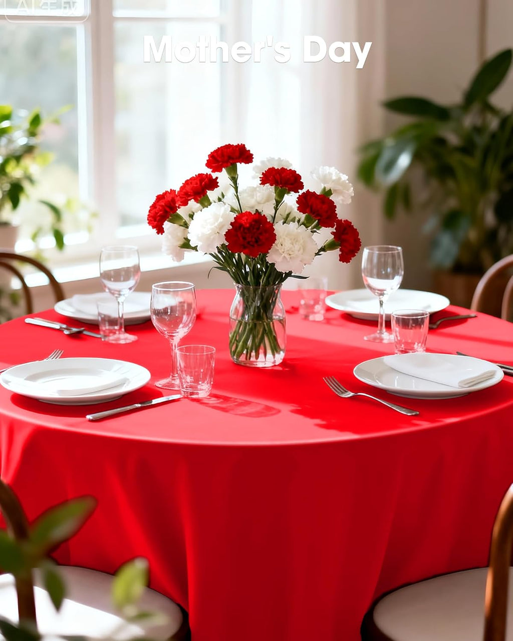 Pureegg Disposable Plastic Table Cloths - 84'' Round, Leakproof & Sturdy for Holidays | Red 10-Pack