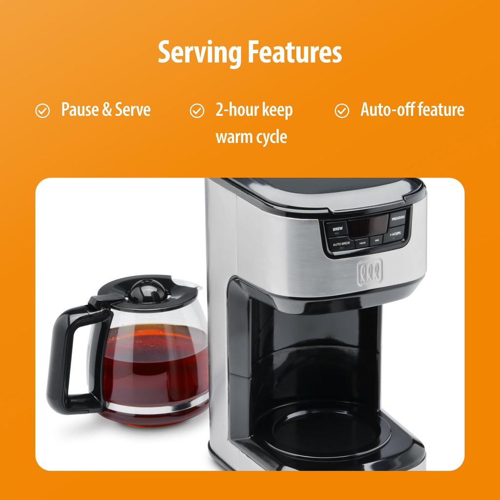 Toastmaster 12-Cup Digital Drip Coffee Maker - Programmable Automatic Coffee Machine - Kitchen Appliance with Keep Warm Setting
