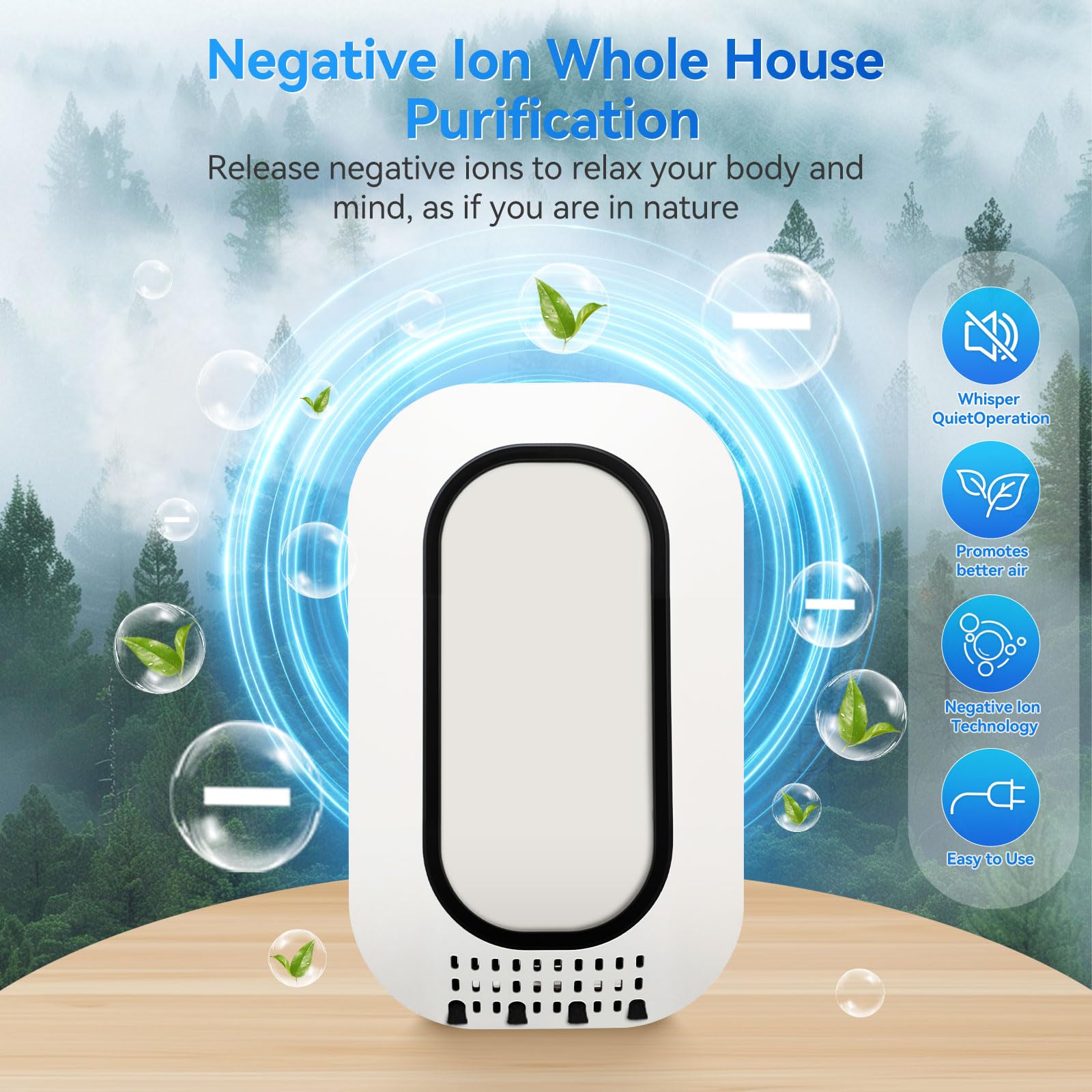 PVACG Plug In Ionizer Air Purifier With 4 Negative Ion Output Heads,Small Air Freshener With Backlight,Quiet and Energy-Saving, Ideal Air Cleaners for Home,Bedroom,Office,Living Room and Pet Room(3)