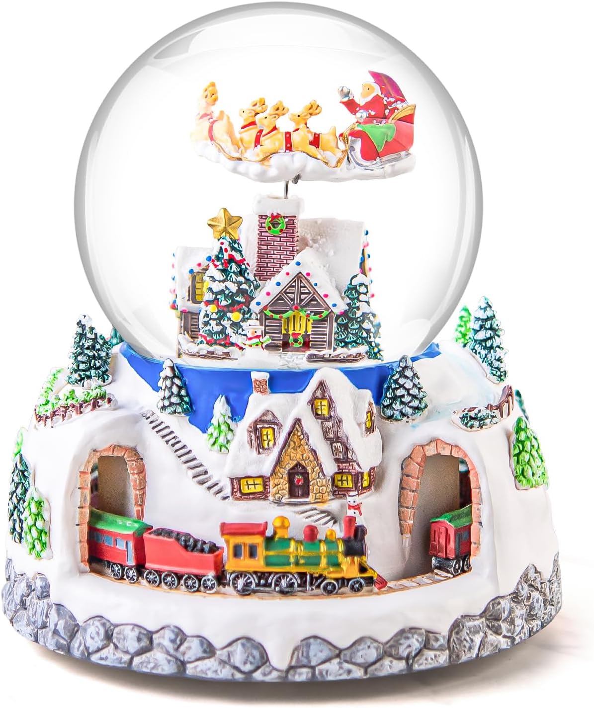 Regine Switzerland Musical Snow Globe | Rotating Santa Claus with Automatic Snowfall | 48 Classic Christmas Carols