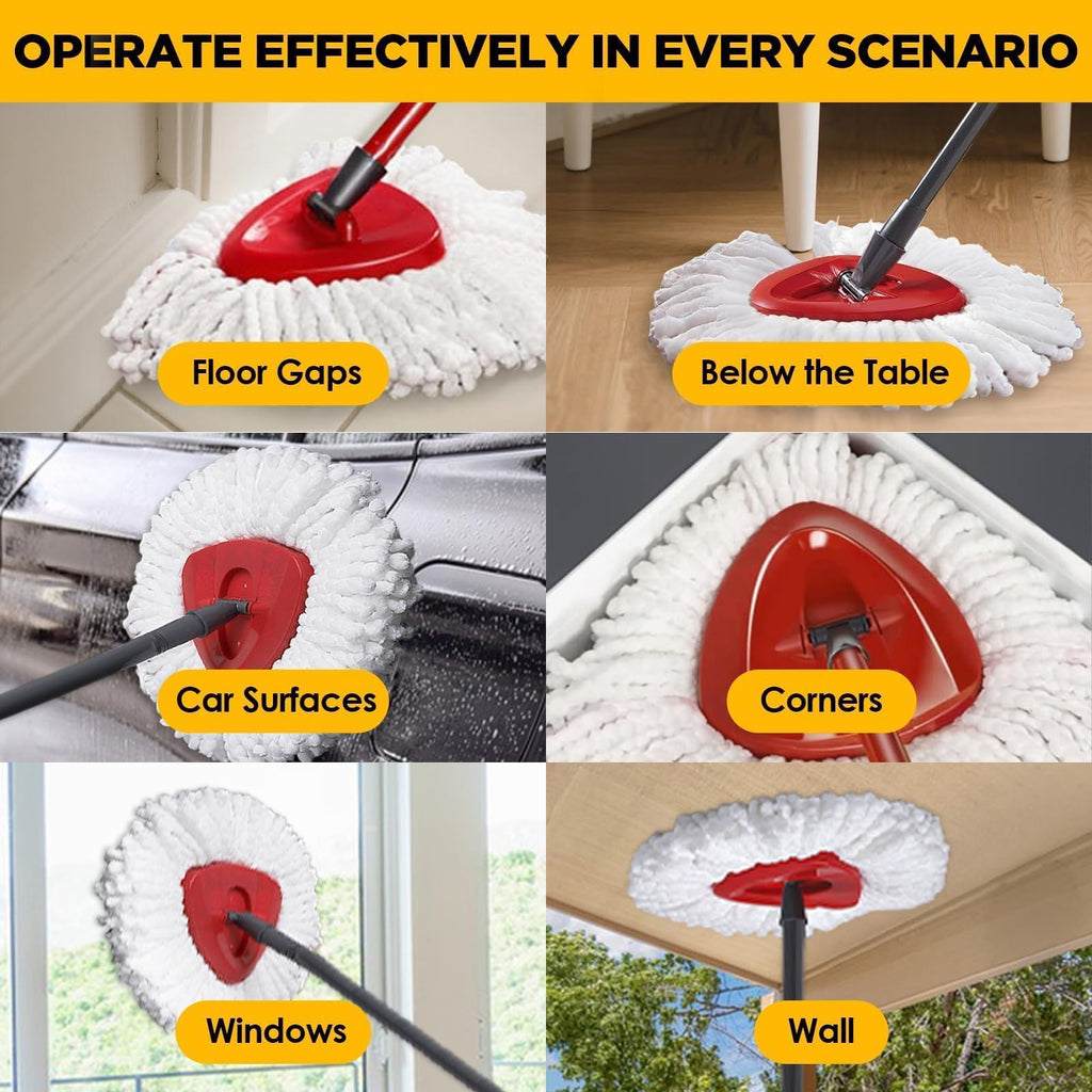 Mop Head Replacement for Ocedar, Spin Mophead Replacements, Compatible with Cedar Easywring 1-Tank System, Microfiber 6 Pack 360 Degree Swivel Mop Refills, Machine Washable and Easy to Replace