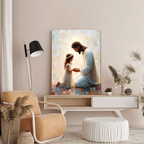 KISSFOX Jesus Canvas Wall Art - Serenity Prayer Artwork for Living Room & Bedroom | 12x16 Inch