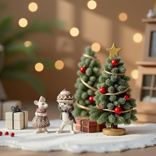 Braxio Gingerbread Mouse Figurine Set - Festive Christmas Decor for Tabletop & Tree | Collectible Holiday Ornaments