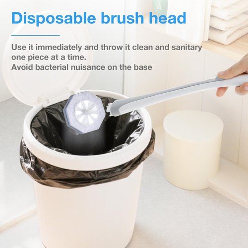 GanLiving Disposable Toilet Brush & Wand Refills, 50 Count 3-Layer Octagonal Toilet Cleaner Heads, Compatible with Most Standard Toilet Wands, Hygienic Bathroom Deep Cleaning