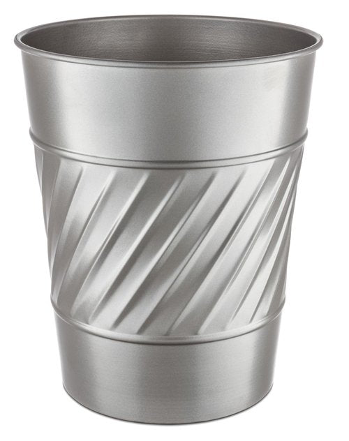 Monarch Abode Metal Bathroom Trash Can – Waste Basket for Bedroom, Office Desk, & Dorm, Handcrafted Wave Embossed, Durable Decorative Pewter Small Trash Can Bathroom Garbage Bin Wastebasket