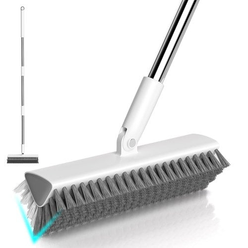 Grout Brush with Long Handle, Heavy-Duty Tile and Shower Floor Scrub Brush Stiff, Professional Grout Cleaner for Bathroom, Kitchen, Floor, Tile Brush Concrete Surfaces