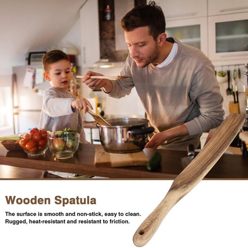 MYRAINBOW 2 Pack Spurtle for Sourdough Starter, Spreading, Cooking, Mixing, Reaching Bottom of Jar, Kitchen Utensils, Spurtles Kitchen Tools Wooden Kitchen Utensils for NonStick Cookware