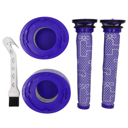 4-Pack Vacuum Filter Kit Replacement for Dyson V7 V8, V8 Animal, V8 Absolute, V7 Motorhead Cordless Vacuum, Includes 2 HEPA Post-Filters & 2 Pre-Filters, Replaces Part #967478-01 & #965661-01