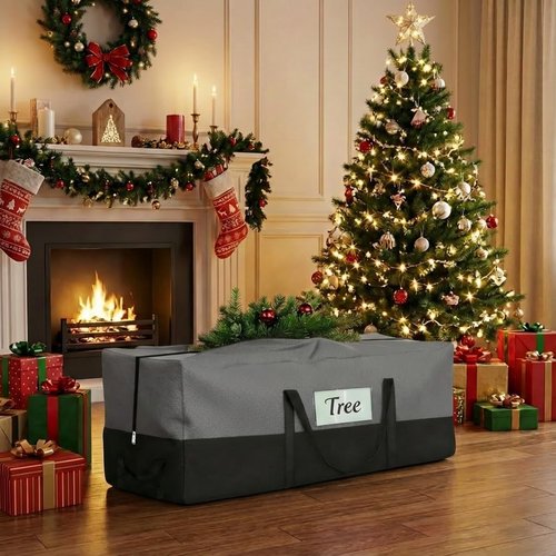 Christmas Tree Storage Bag by [Brand Name] - Heavy Duty 600D Oxford for Up to 8 Ft Trees | Durable Zipper & Handles, Gray