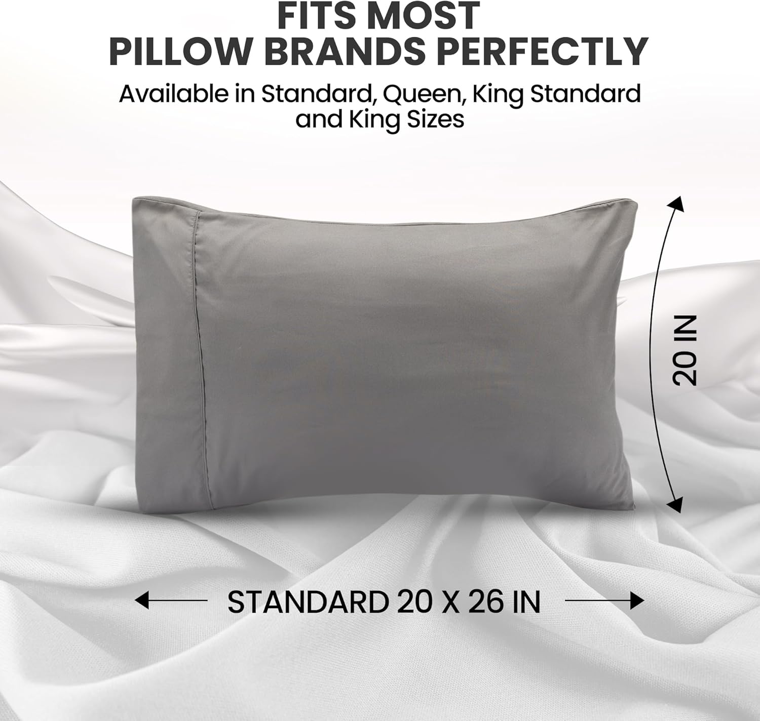 Utopia Bedding Pillow Cases - Soft Brushed Microfiber 2-Pack | Oeko-TEX Certified, 20x26 Inches (Grey)
