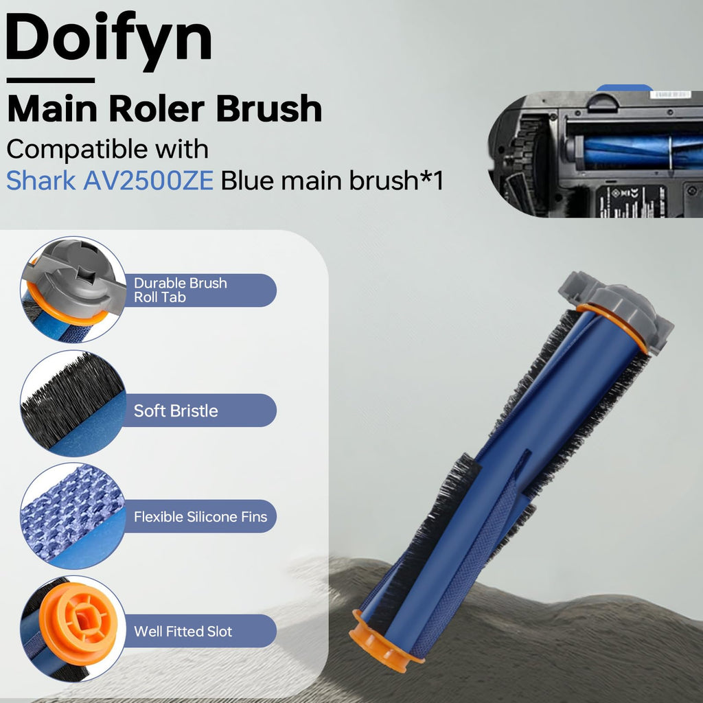 Replacement Parts Compatible with Shark AI AV2501S AV2511AE AV2501AE RV2502AE RV2610WA AV2510AOUS RV2520AOUS Robot Vacuum Cleaner, 1Main Brush, 2 motor pre-filters, 2Foam Filters, 6Side Brushes