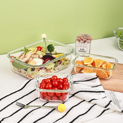 Liuruiyu Glass Food Storage Containers - 8 Pack Airtight Meal Prep Bento Boxes | Leak-Proof, BPA Free