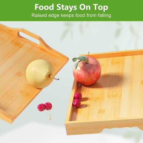 Youpehom Bed Tray Table with Folding Legs,Bamboo Breakfast in Bed for Kitchen Serving Tray,Sofa,Eating,Used As Laptop Desk Snack Tray (Bamboo, Large)