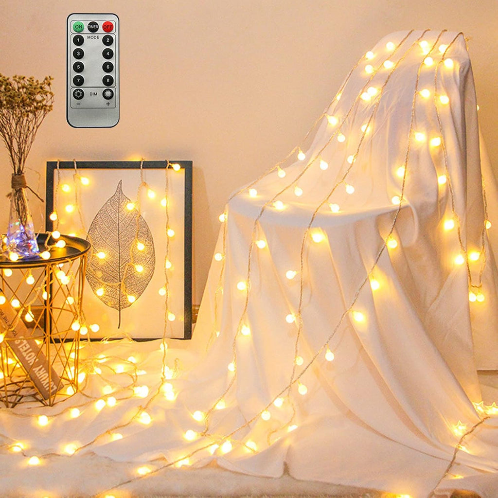 ZIMINGU LED Ball String Lights - 19.6FT 40 LEDs Waterproof Fairy Lights with Remote Control | Warm White Decor for Indoor & Outdoor Events