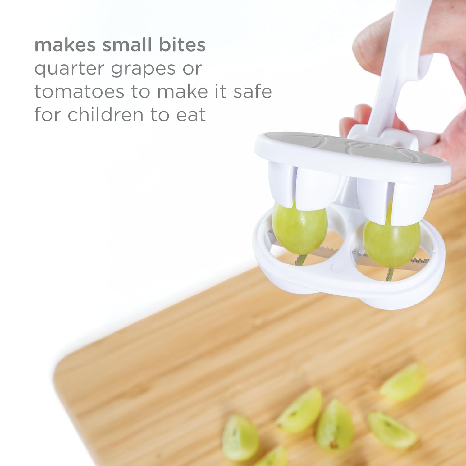 Ubbi Dual Grape Cutter - Safe & Easy Stainless Steel Blade Fruit Slicer for Toddlers & Kids