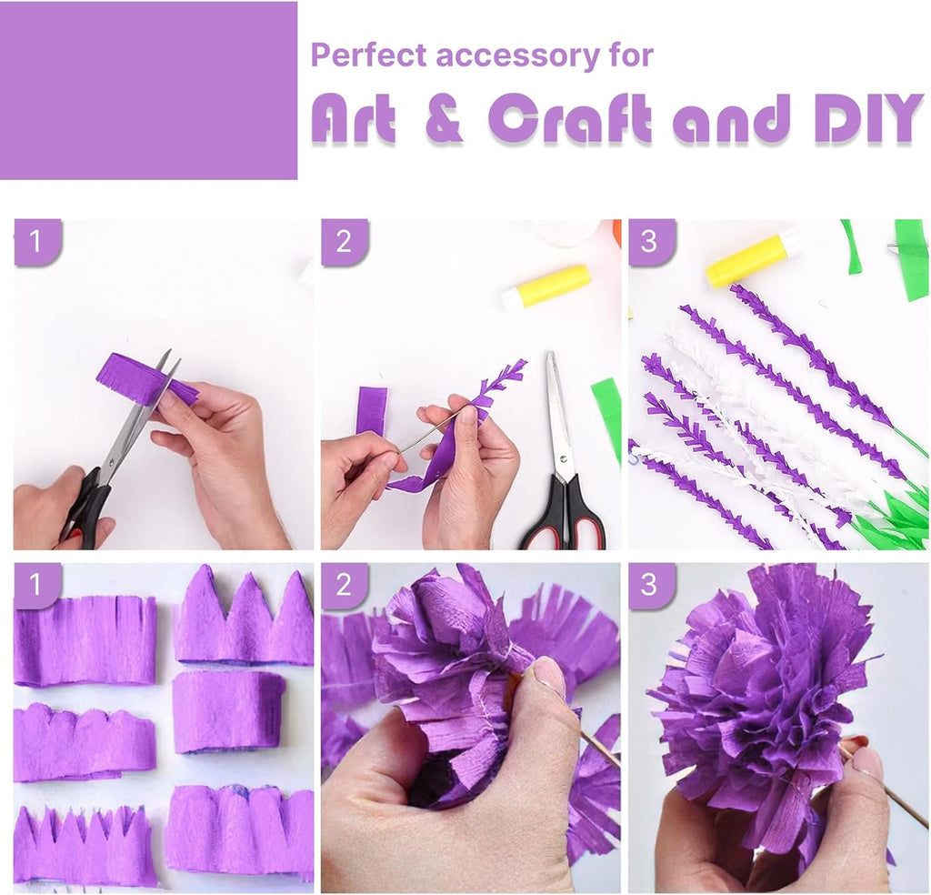 PartyWoo Crepe Paper Streamers - Light Pastel Pink & Purple | 4pcs, 328ft for Birthday & Baby Showers