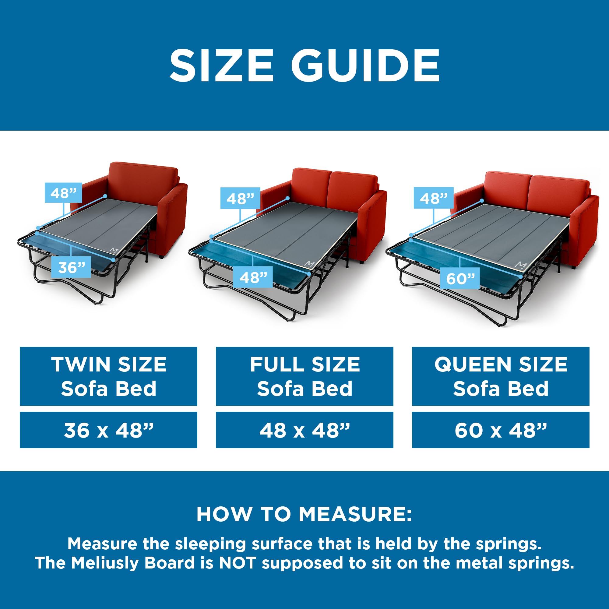 Meliusly Sleeper Sofa Support Board Queen Size (60x48) – Durable Support to Fix Sagging and Stop Feeling Bars – Breathable Pull Out Couch Mattress Support