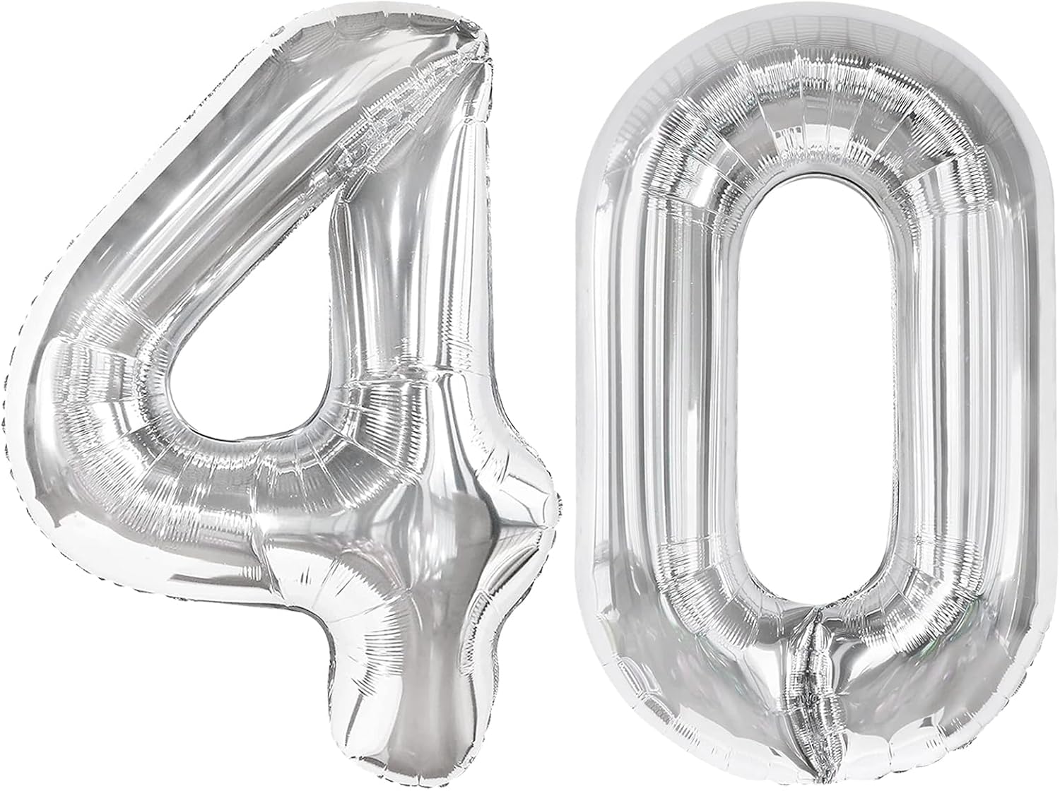 Silver Number 40 Balloon - 40-Inch Metallic 40th Birthday Decoration for Kids & Adults