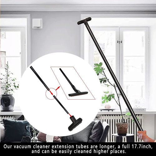 12PCS Universal Vacuum Attachment Kit Wet Dry Plastic Vacuum Hose Adapter 1-1/4" Vacuum Cleaners Accessories with Horse Hair Brush Extension Wand Flexible Crevice Tool Adapter for Shop Vac Accessories