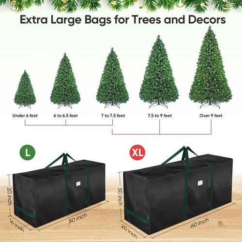 BALEINE Christmas Tree Storage Bag - Heavy Duty 9 ft Extra Large with Reinforced Handles & Dual Zippers | Black