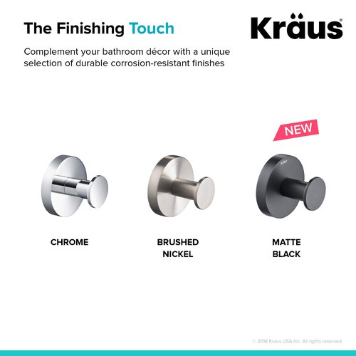 KRAUS Elie Bathroom Robe and Towel Hook, Chrome Finish, KEA-18801CH