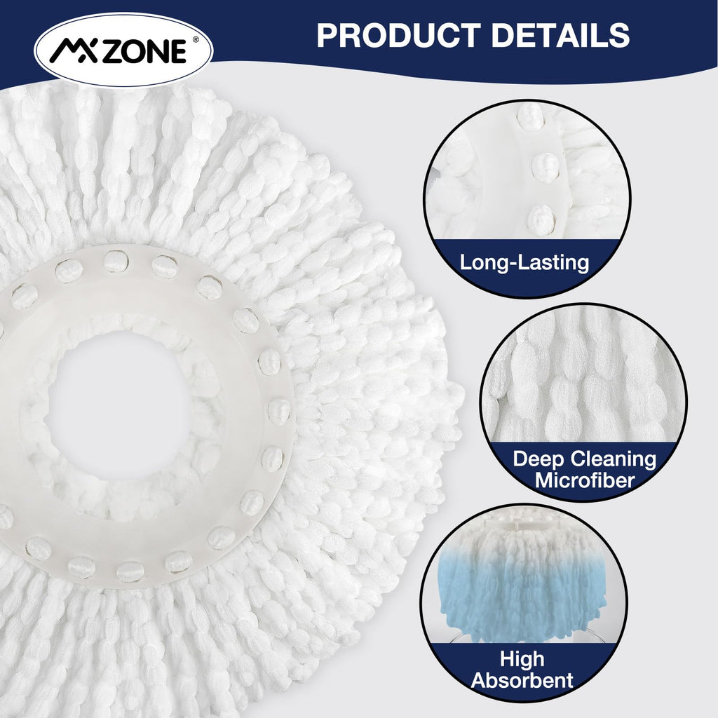 Spin Mop Replacement Head 5 Pack Magic Mop Refill for Hurricane 360° Systems, Microfiber Spin Mop Head, Round Shape Standard Universal Size