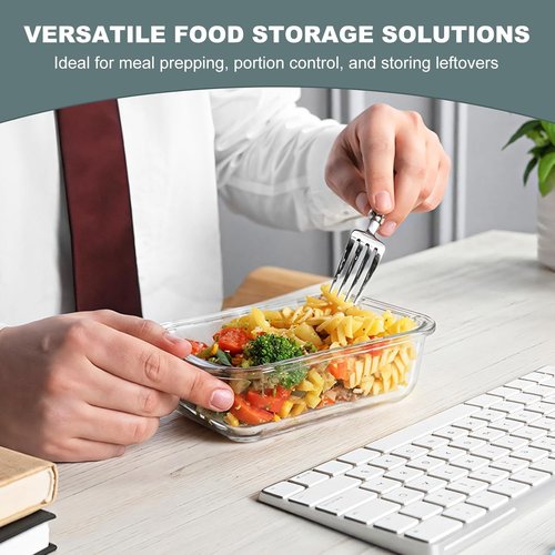 KOMUEE Glass Food Storage Containers - 10 Pack Airtight Meal Prep Lunch Boxes | Freezer, Oven & Microwave Safe