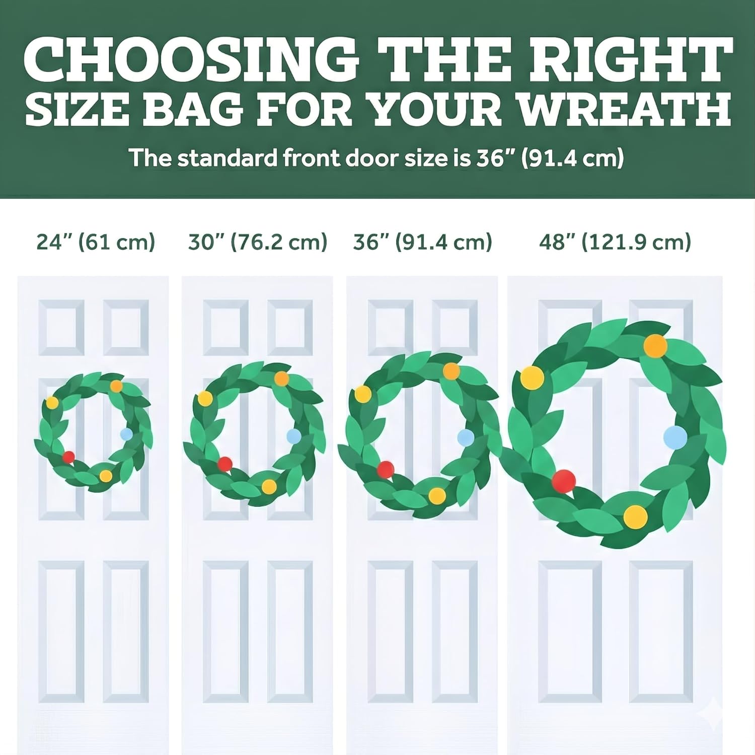 ZOBER Christmas Wreath Storage Container - 24 Inch Waterproof Oxford Bag with Dual Zippers & Durable Handles - Black
