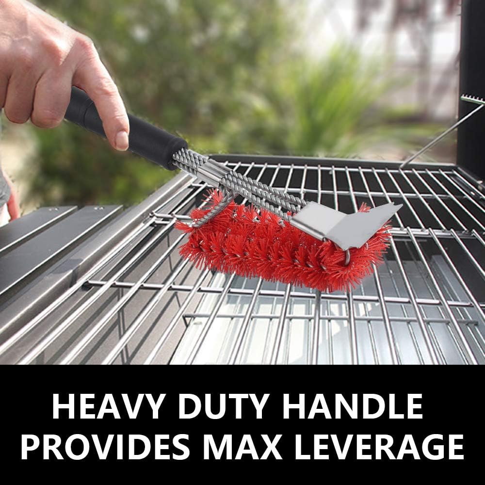 XSUPER Nylon Grill Brush - 3-in-1 BBQ Cleaning Tool with Scraper | 18" Universal Fit for Perfect Grilling