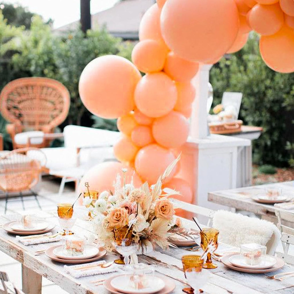 PartyWoo Peach Balloons - 140-Piece Latex Balloon Arch Kit in Light Orange & Blush Pink | Wedding & Baby Shower Decor