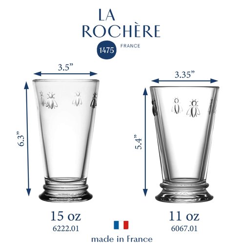 La Rochere Napoleon Bee Old Fashioned Tumbler Set of 6 – La Rochere Bee Glassware Sets – Fancy Glassware Drinking Glasses (11.5 oz)