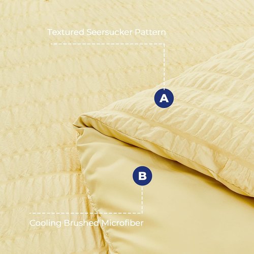 HYMOKEGE Twin Comforter Set - Luxurious 5-Piece Seersucker Bedding Set for All Seasons | Yellow