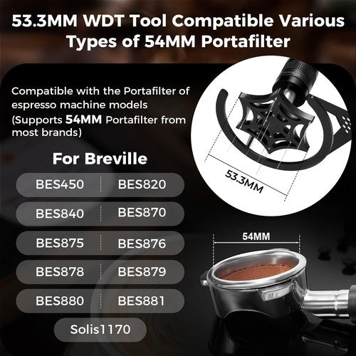 IKAPE Mantis WDT Distribution Tool with Clean Brush, V3-54mm Espresso Stirrer for Barista - 8 Needle Espresso Stirrer with Dosing Funnel & Stand, Adjustable Needle Height, Walnut Handle