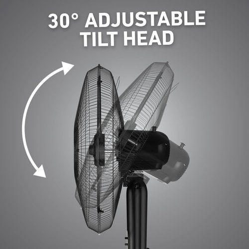 Holmes 18 Inch Oscillating Stand Fan - Powerful 3-Speed Airflow with Adjustable Height & 30° Tilt - Black