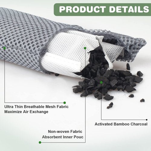 12 Pack Charcoal Shoe Deodorizer Bags inserts, Shoe Odor Eliminator,Drawer Deodorizers, Activated Charcoal Odor Absorber for Gym Bag, Car, Pet, Closet