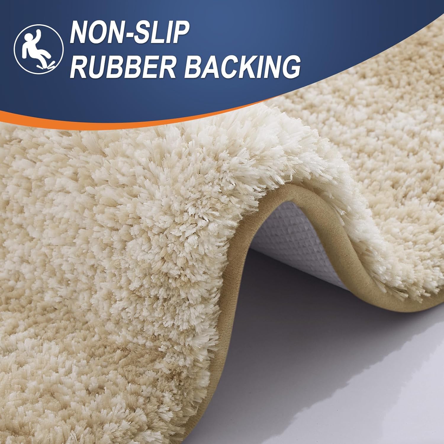 OLANLY Luxury Toilet Rugs - Extra Soft Microfiber U-Shaped Bath Mat 24x20 | Non-Slip Tan Contour Mat