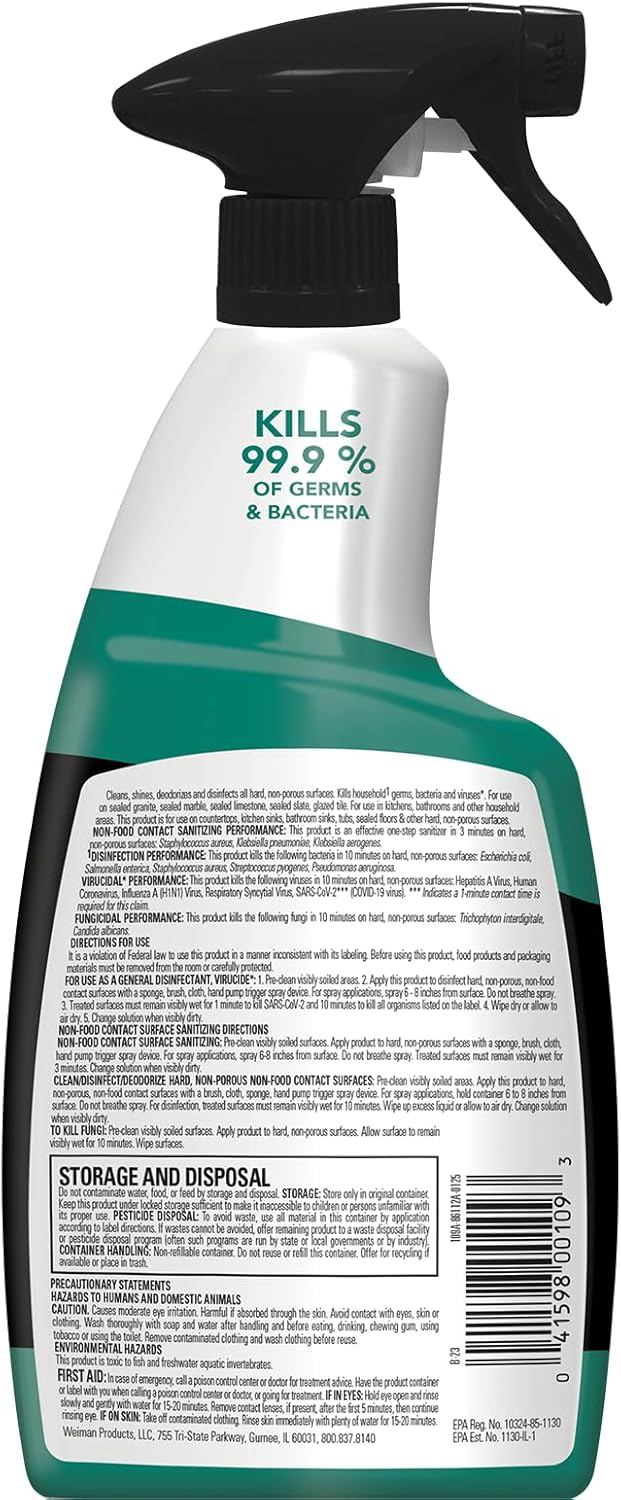 Weiman Disinfecting Granite Cleaner & Polish - Value Pack with 24 oz Spray & 64 oz Refill