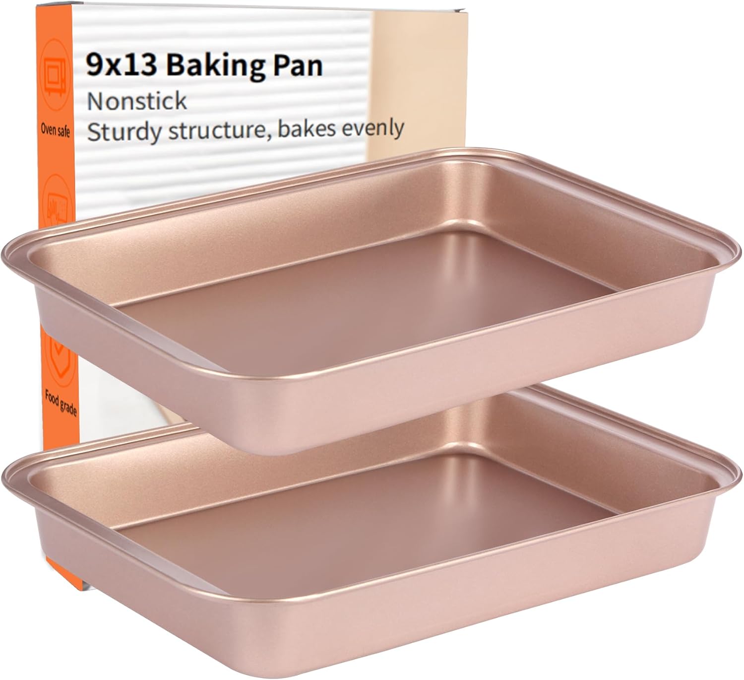 Regine Switzerland Nonstick 9x13 Baking Pan - Easy Clean Carbon Steel Bakeware for Cakes & Casseroles | Rose Gold