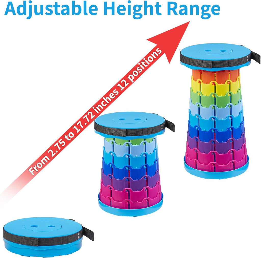 VECELO Telescoping Folding Stool - Portable Collapsible Design | 400lbs Capacity, Rainbow Blue