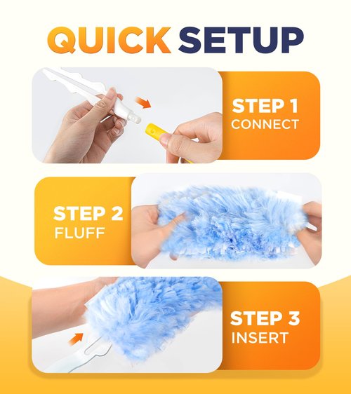 Heavy Duty Duster Refills for Swiffer Duster, 20 Count Duster Refills with 1 Handle, Multisurface 360° Dusters with 4X Microfibers, Unscented Disposable Dusters for Cleaning