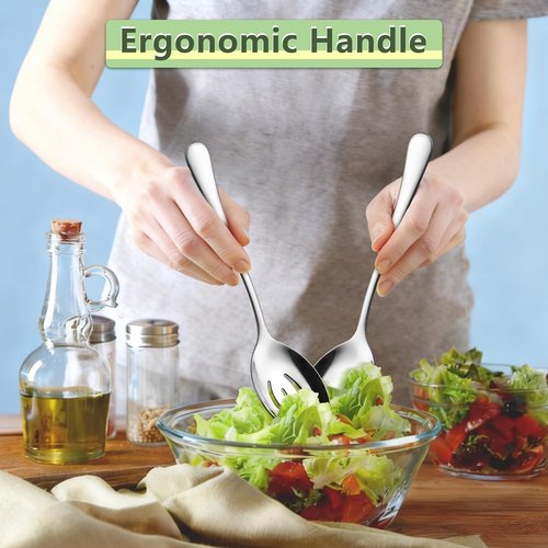 E-far Large Serving Spoons Set - 4 Stainless Steel Utensils for Buffet & Catering | Dishwasher Safe, 9.8 Inch