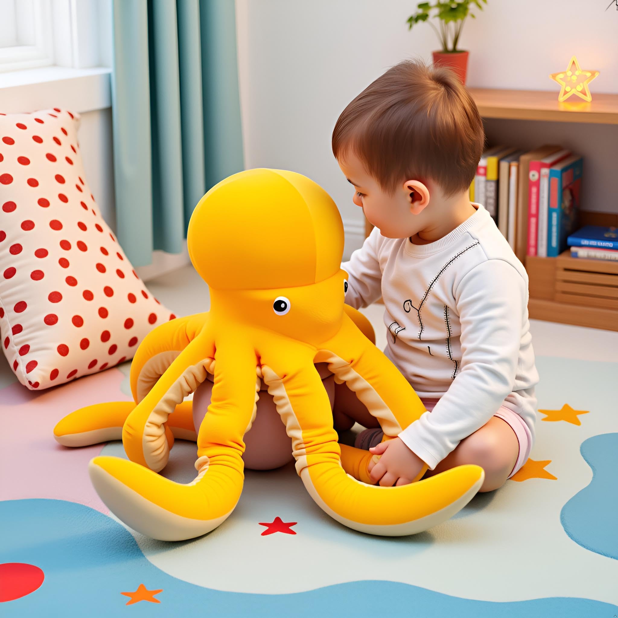 Ryttir 24 Inch 15% Chubbier Large Octopus Stuffed Animal,Soft Weighted Squid Plush Stuffed Octopuss Body Pillow for Kids and Adults - Perfect Valentine Octopus Gifts for Cuddling and Room Decoration