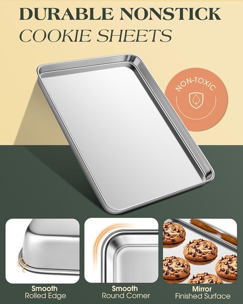Commercial Grade Baking Sheet Set by [Brand Name] - Stainless Steel Nonstick Cookie Sheets | 18 x 13 Inch Heavy Duty & Warp Resistant