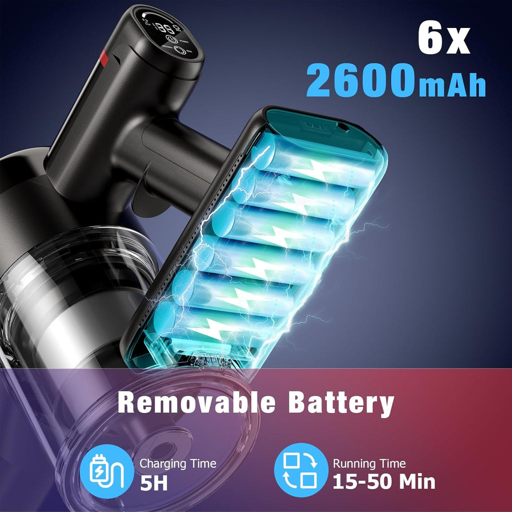 Skiennix Cordless Vacuum Cleaner - 450W Powerful Suction | 50-Minute Runtime, Lightweight 8-in-1 for Pet Hair & Hard Floors