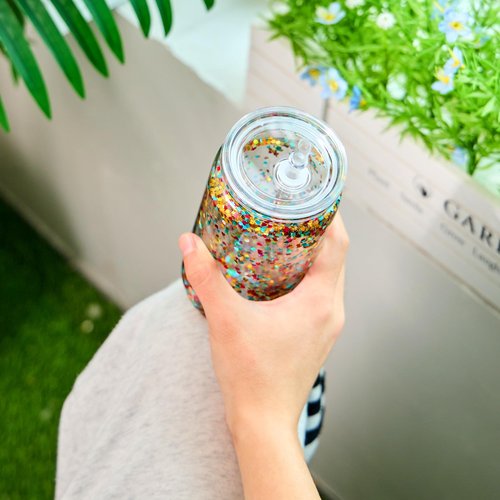 BGRAING 6 Pack 16 oz Acrylic Snow Globe Tumbler Double Wall Plastic Snowglobe Tumbler Cups with Pre-Drilled Hole, 100% Leak Proof, with Bamboo Lids & Clear Lid, for Snow Globe Glitter DIY Gift