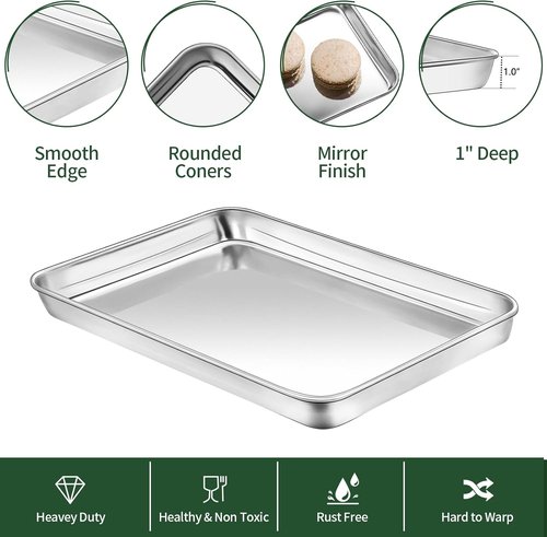 CEKEE Stainless Steel Baking Sheet Set - Heavy Duty Cookie Pans with Cooling Racks | 9 x 7 Inch